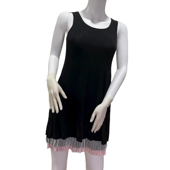 Source Unknown Dresses & Skirts - Black T-Shirt Tank Dress with Gray and Pink Ruffle Size S